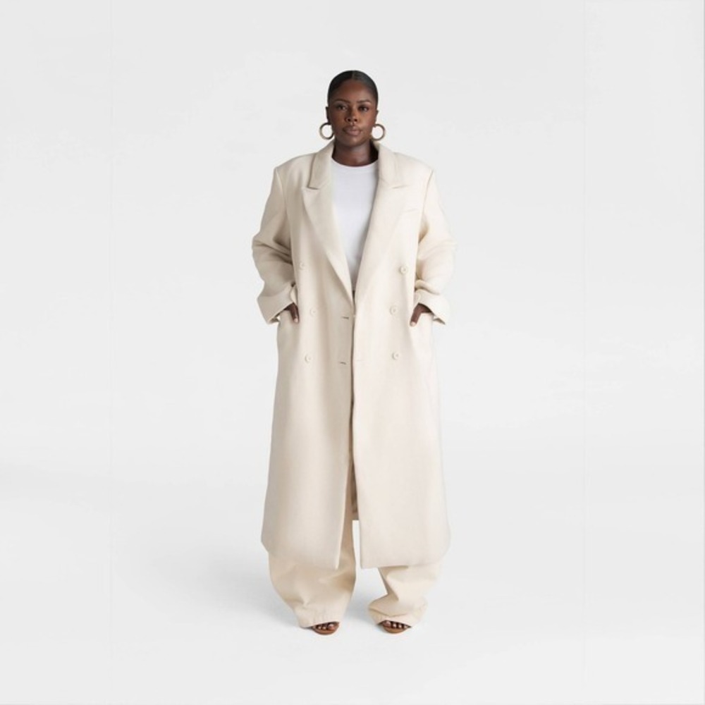 KBB by KAHLANA Target Women's Plus 1X Extra Large The Maxi Coat Cream Wool NWT!